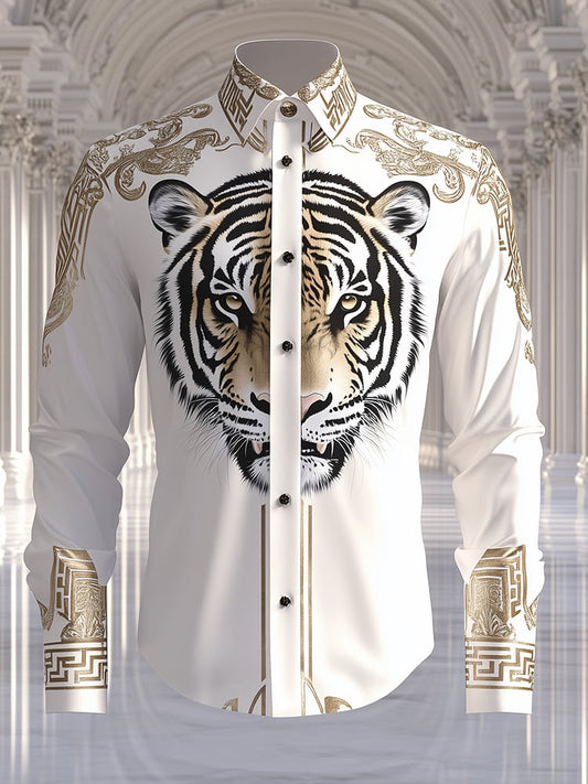 Men's Satin Luxe Print Long Sleeve Button Shirt
