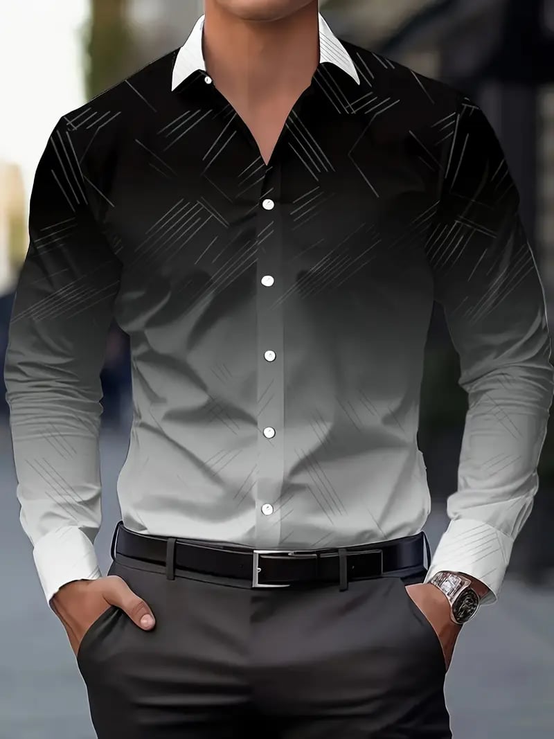 Men's Street Style Business Casual Printed Long Sleeve Shirt