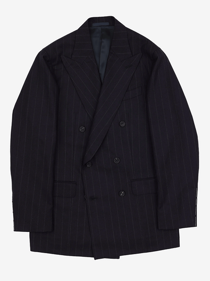 Men's Stylish Striped Design Double Breasted Pocket Design Casual Suit