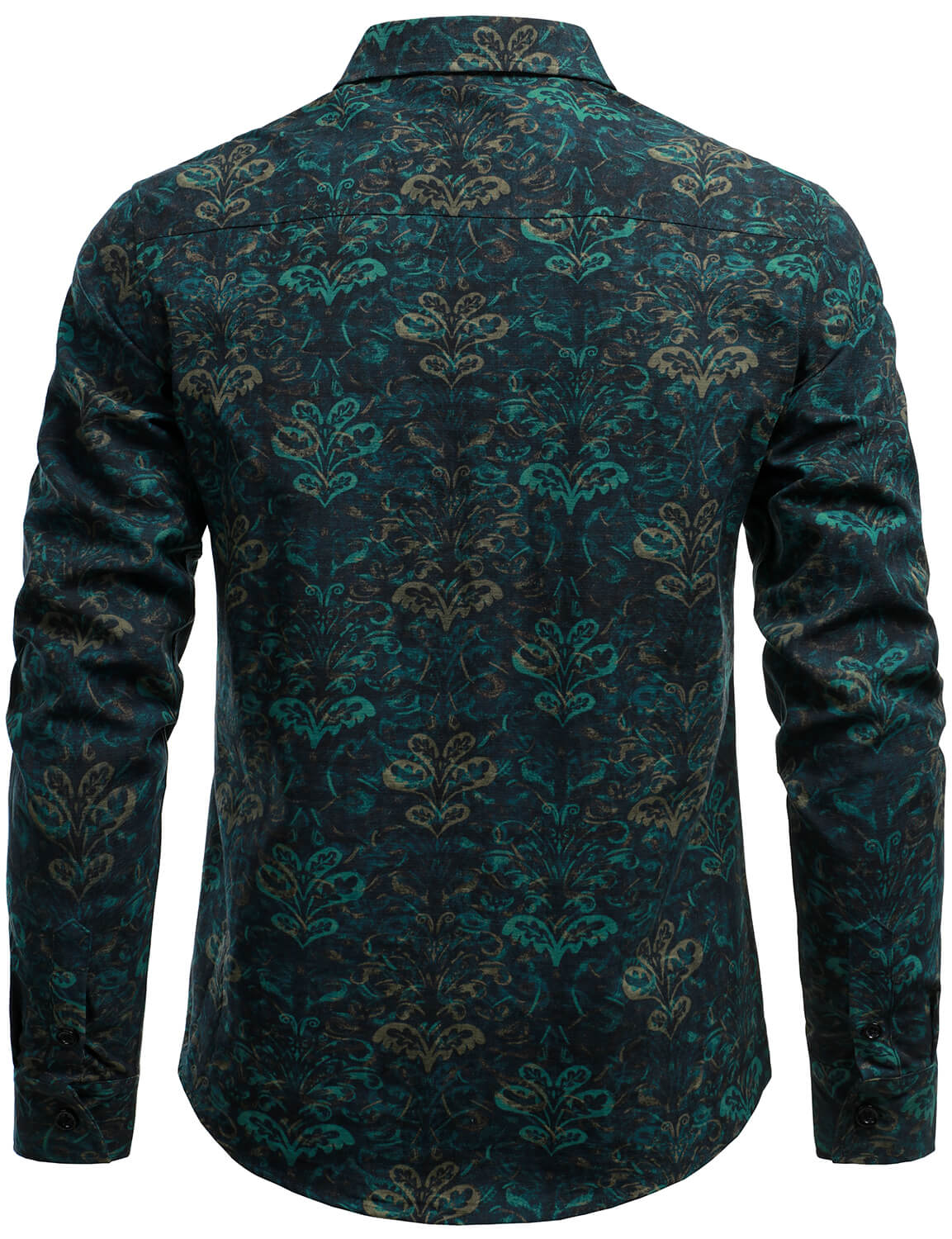 Men's Retro Abstract Print Casual Long Sleeve Button Up Shirt