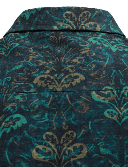 Men's Retro Abstract Print Casual Long Sleeve Button Up Shirt