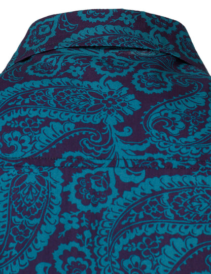Men's Paisley Print Cotton Casual Button Up Long Sleeve Shirt