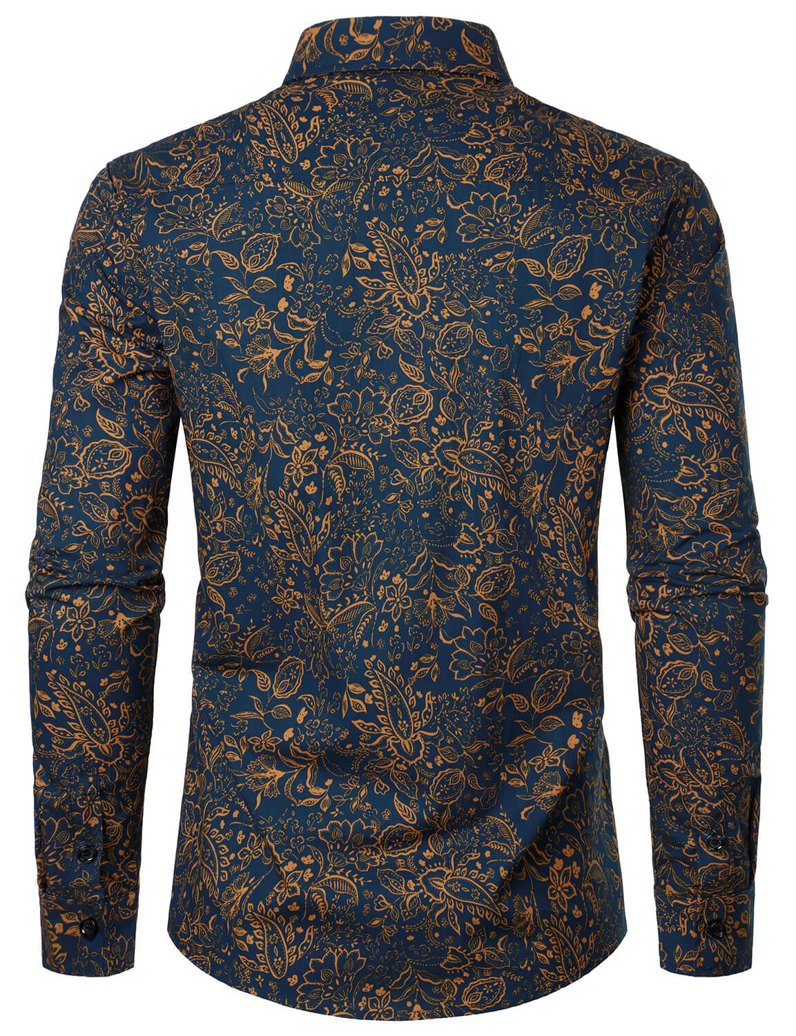 Men's Paisley Print Button Up Cotton Casual Long Sleeve Shirt