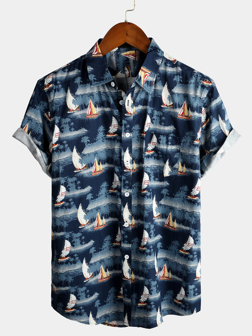 Men's Casual Holiday Cotton Pocket Short Sleeve Shirt
