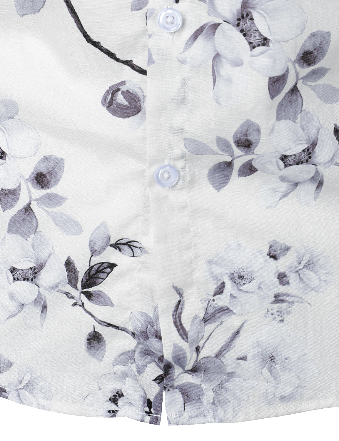 Men's Floral Cotton White Long Sleeve Shirt