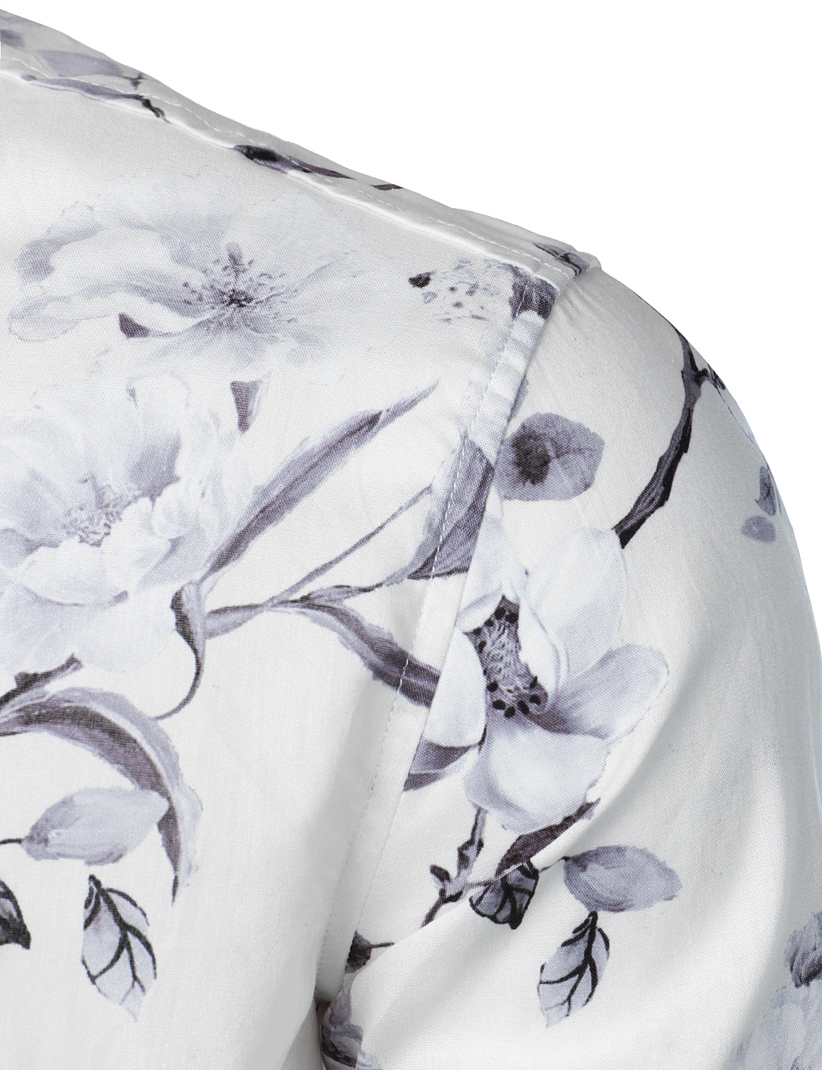 Men's Floral Cotton White Long Sleeve Shirt
