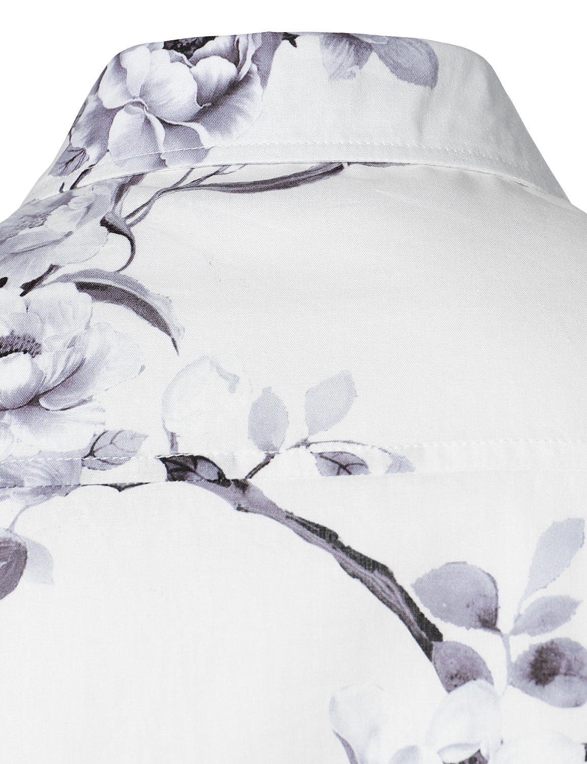 Men's Floral Cotton White Long Sleeve Shirt