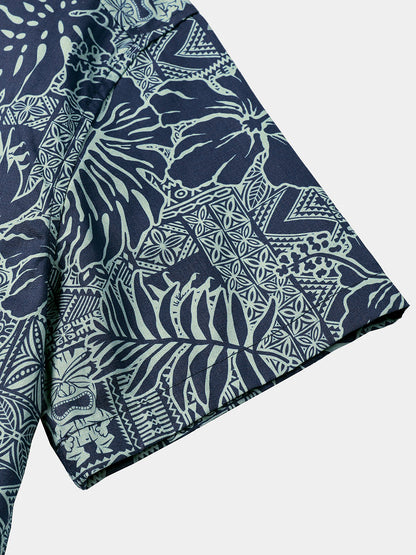 Men’s Hawaiian Tropical Leaf Short Sleeve Breathable Cool Vacation Beach Shirt