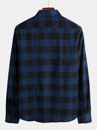 Men's Cotton Long Sleeve Plaid Shirt