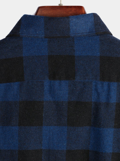 Men's Cotton Long Sleeve Plaid Shirt