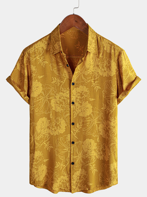 Men's Hawaiian Floral Short Sleeve Summer Beach Shirt