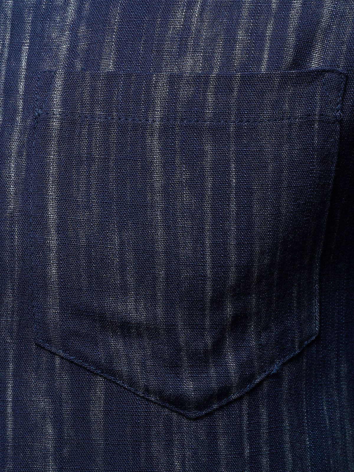 Men's Casual Breathable Pocket Long Sleeve Blue Striped Shirt