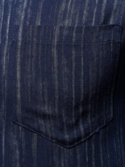 Men's Casual Breathable Pocket Long Sleeve Blue Striped Shirt
