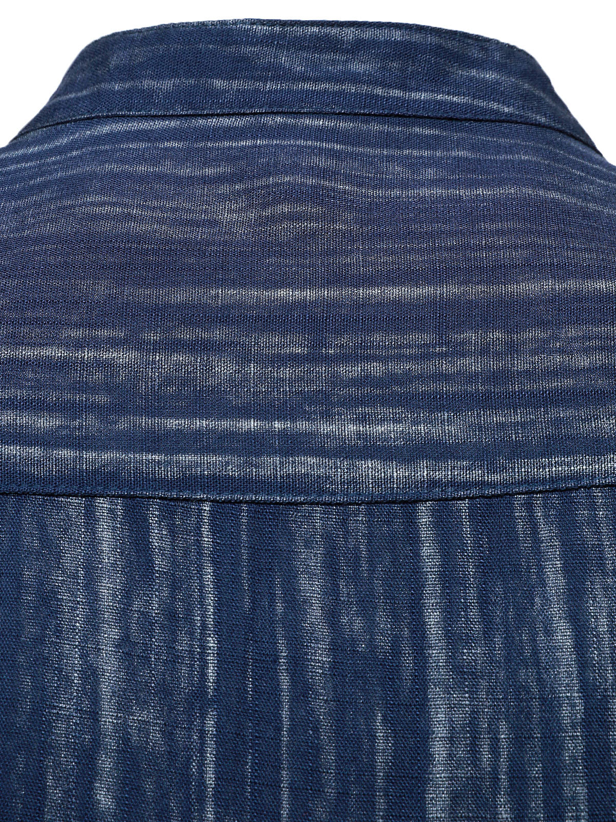 Men's Casual Breathable Pocket Long Sleeve Blue Striped Shirt
