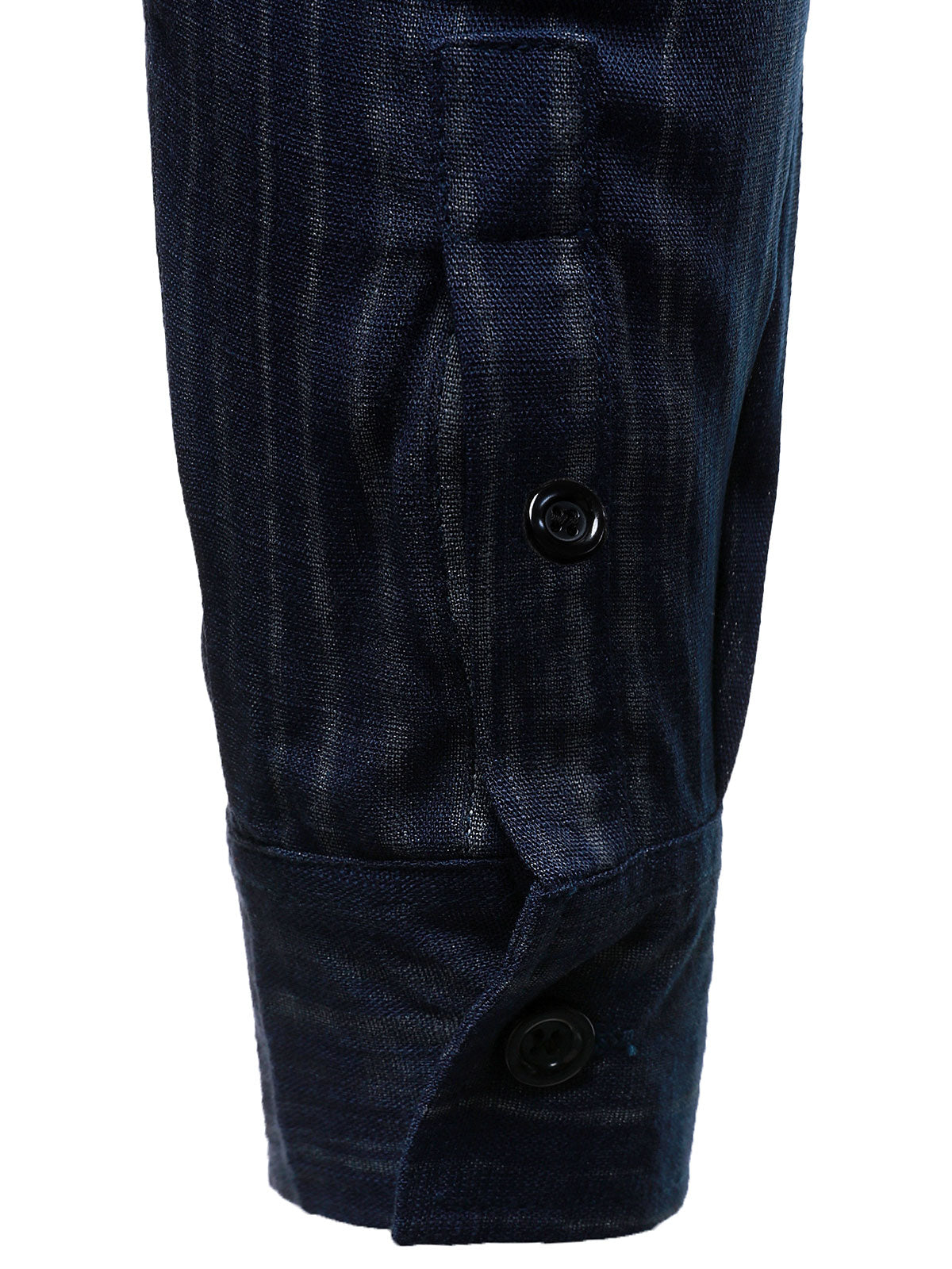 Men's Casual Breathable Pocket Long Sleeve Blue Striped Shirt