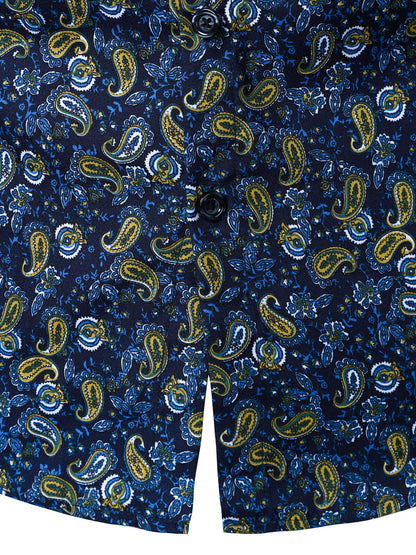 Men's Paisley Button Up Long Sleeve Shirt