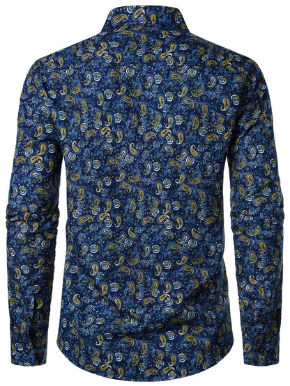Men's Paisley Button Up Long Sleeve Shirt