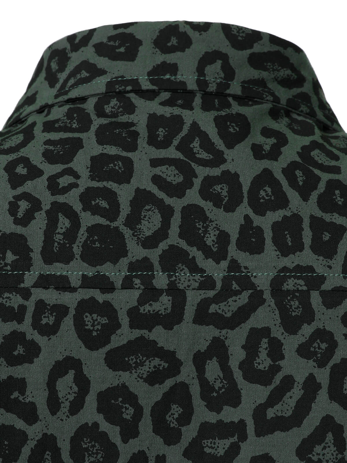 Men's Green Leopard Cotton Long Sleeve Shirt