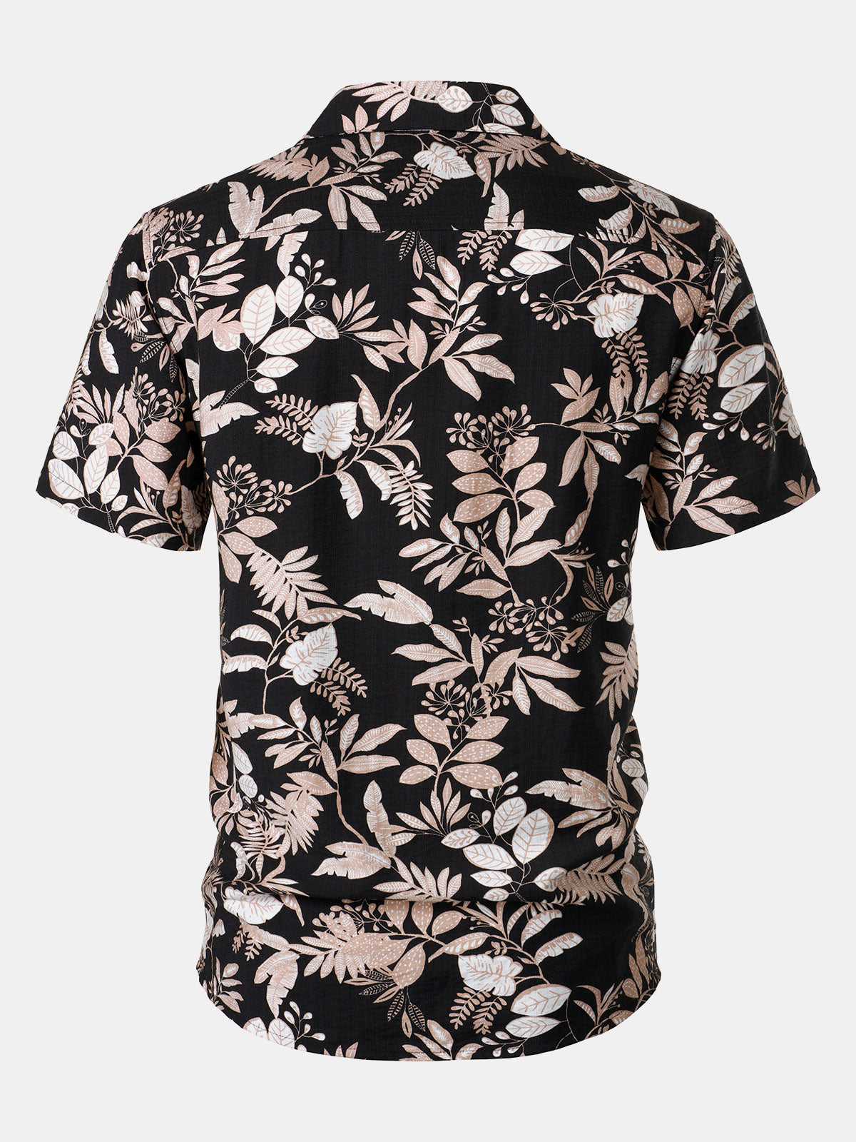 Men's Tropical Leaf  Print Summer Beach Short Sleeve Shirt