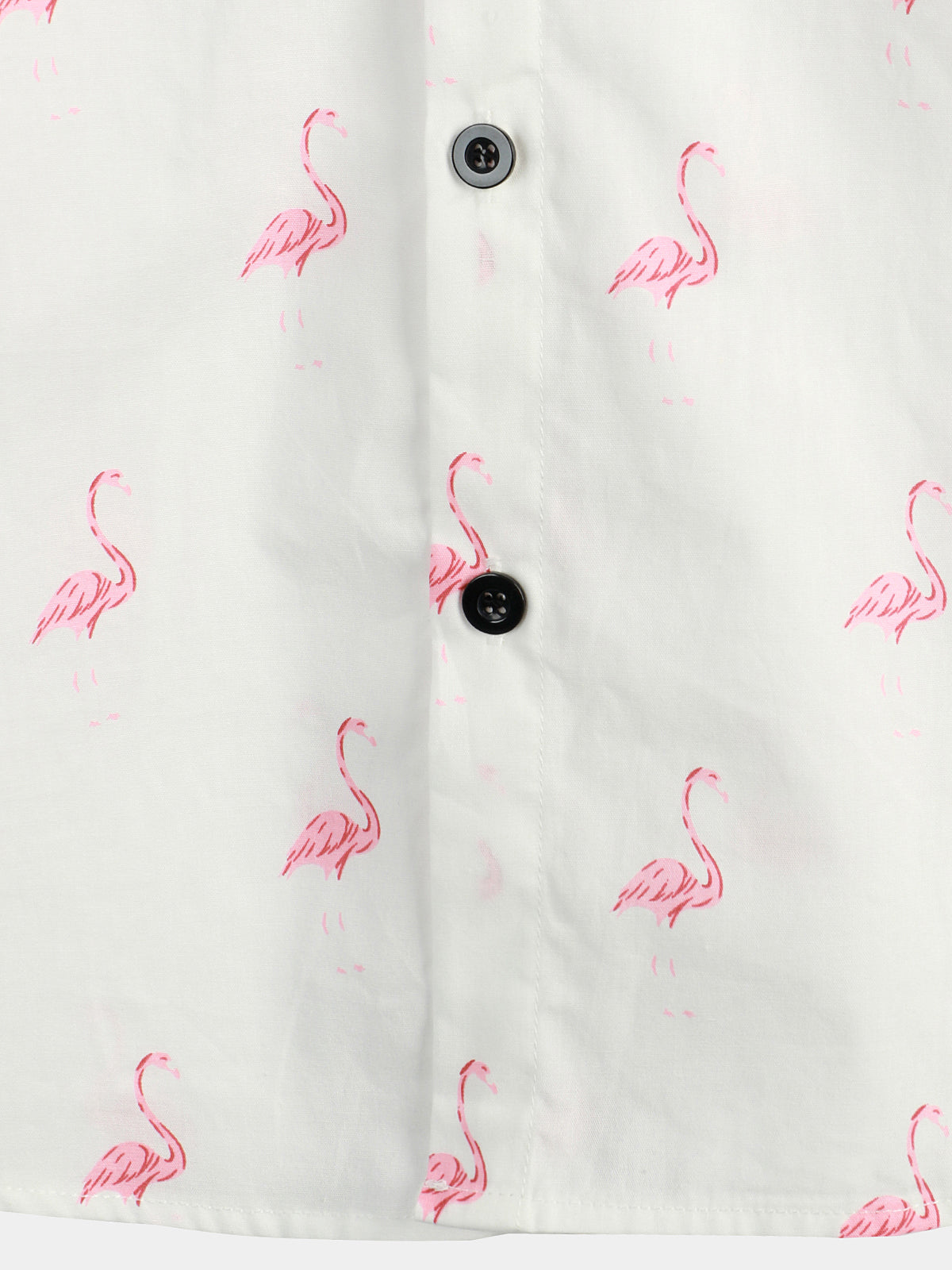 Men's Pink Flamingo Print Short Sleeve Button Up Shirt