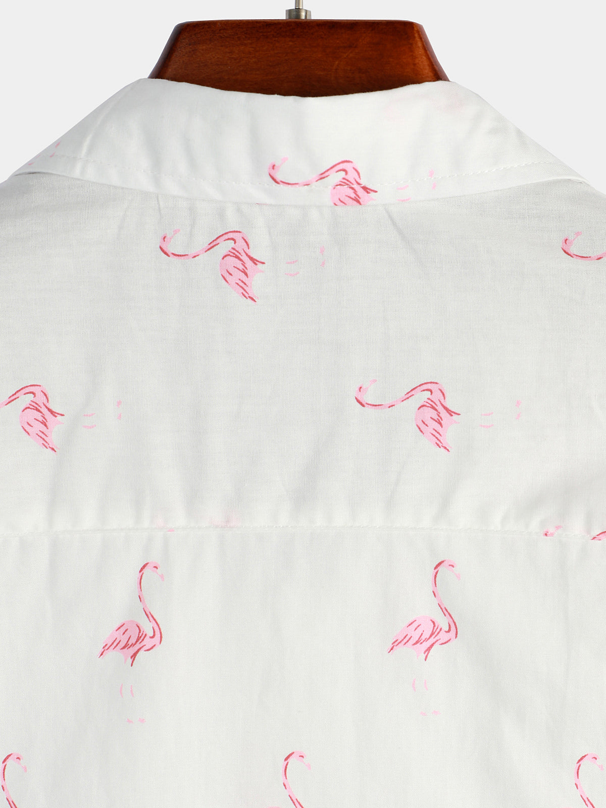 Men's Pink Flamingo Print Short Sleeve Button Up Shirt