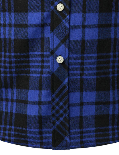 Men's Casual Plaid Double Pocket Flannel Checkered Button Up Long Sleeve Shirt