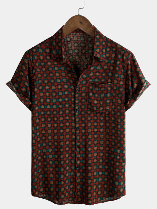 Men's Casual Vintage Summer Beach Short Sleeve Shirt