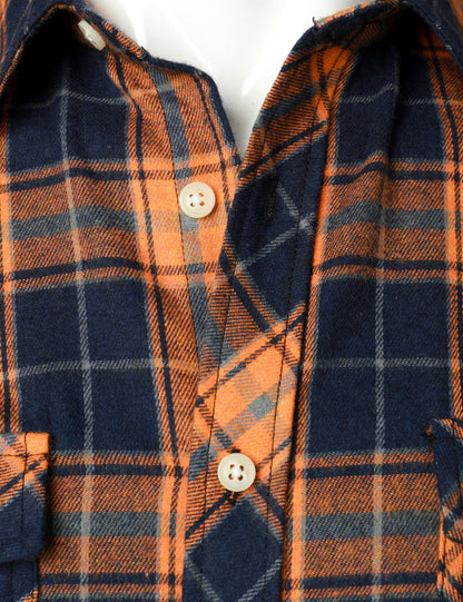 Men's Casual Plaid Double Pocket Flannel Checkered Button Up Long Sleeve Shirt