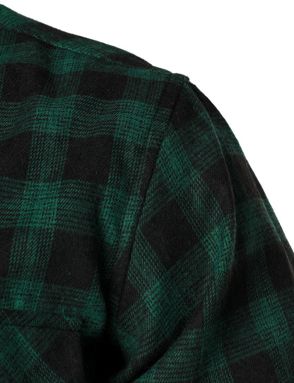 Men's Casual Plaid Double Pocket Flannel Checkered Button Up Long Sleeve Shirt