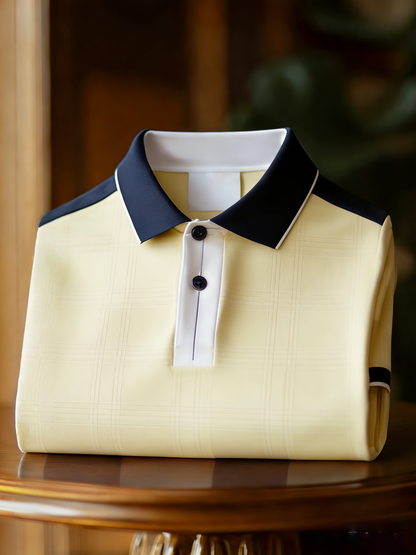 Men's Business Casual Button Short Sleeve Polo Shirt