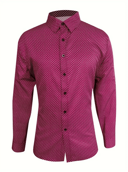 Men's Geometric Design Business Casual Shirt