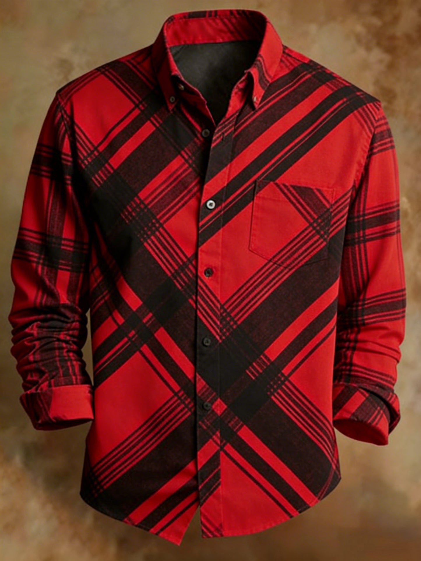 Men's Retro Abstract Art Print Irregular Lines Pattern Business Style Shirt