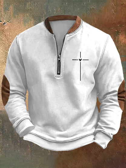 Men's Christian Cross Faith Print Sweatshirt