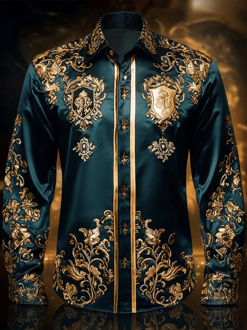 Men's Satin Luxe Long Sleeve Button Down Shirt