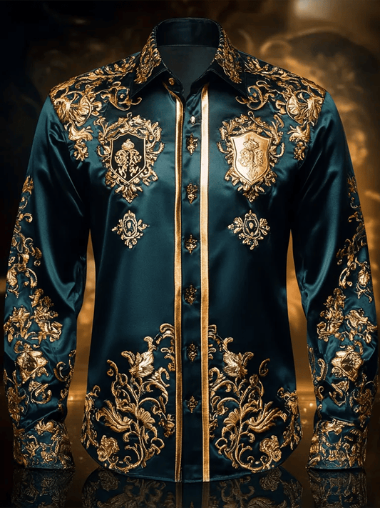 Men's Satin Luxe Long Sleeve Button Down Shirt