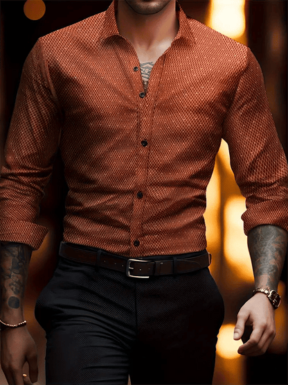 Men's Geometric Design Business Casual Shirt