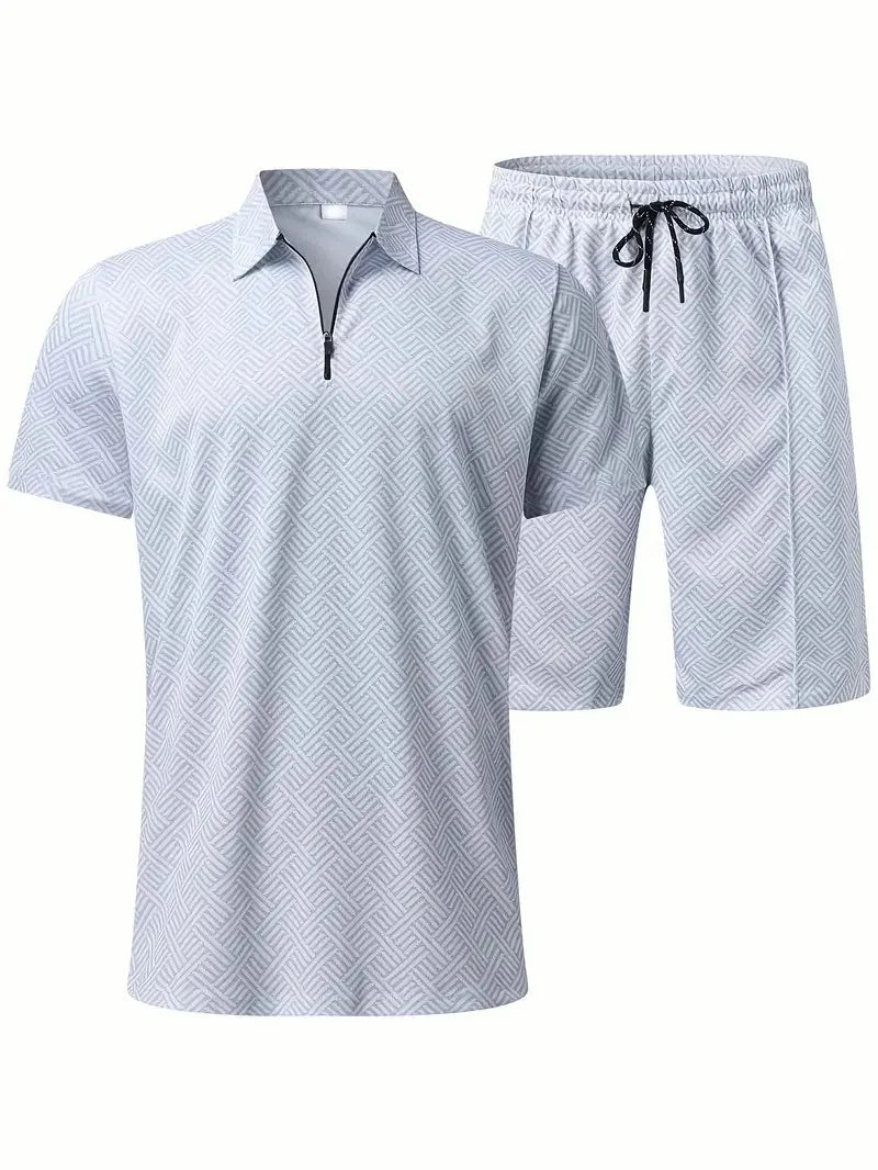 Suitmens Men's Daily Casual Collar Zipper Polo Shirt Set 216