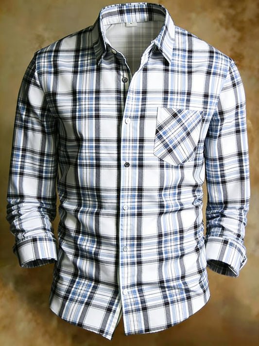 Men's Retro Abstract Art Print Comfortable Business Style Shirt