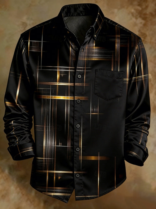 Men's Retro Abstract Art Gradient Line Shirt