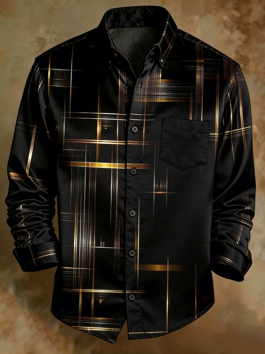 Men's Retro Abstract Art Gradient Line Shirt