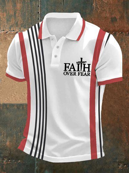 Men's Retro Faith  Casual Printed Polo Shirt