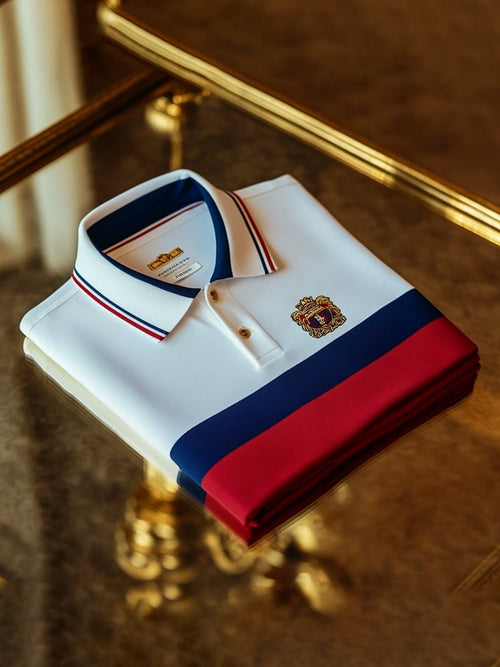 Men's Classic Business Logo Button Short Sleeve Polo Shirt