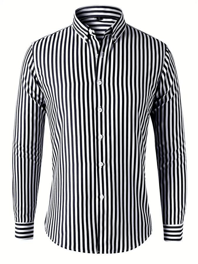 Men's Striped Business Casual Shirt