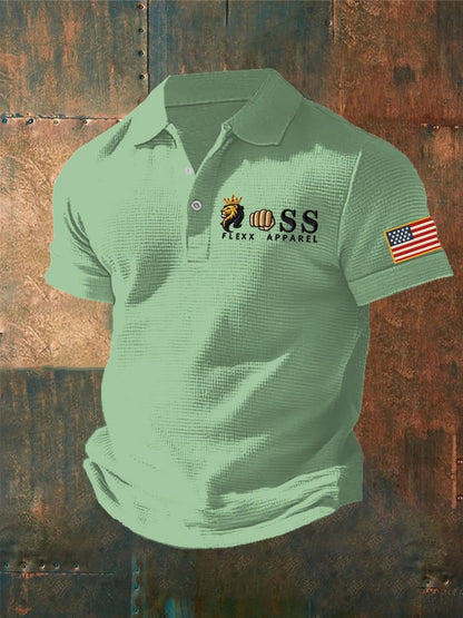 Men'S Waffle Fabric Casual Polo Shirt