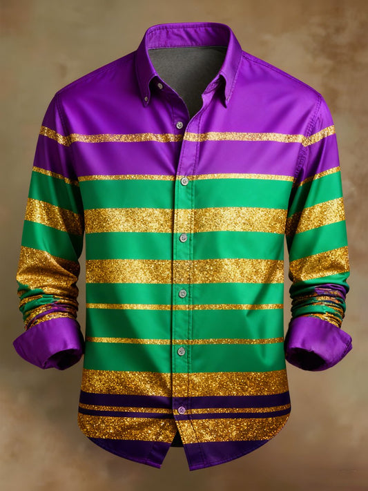 Men's Retro Casual Carnival Pattern Long-Sleeved Shirt