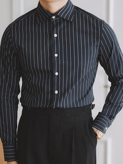 Men's Plaid Business Long Sleeve Shirt