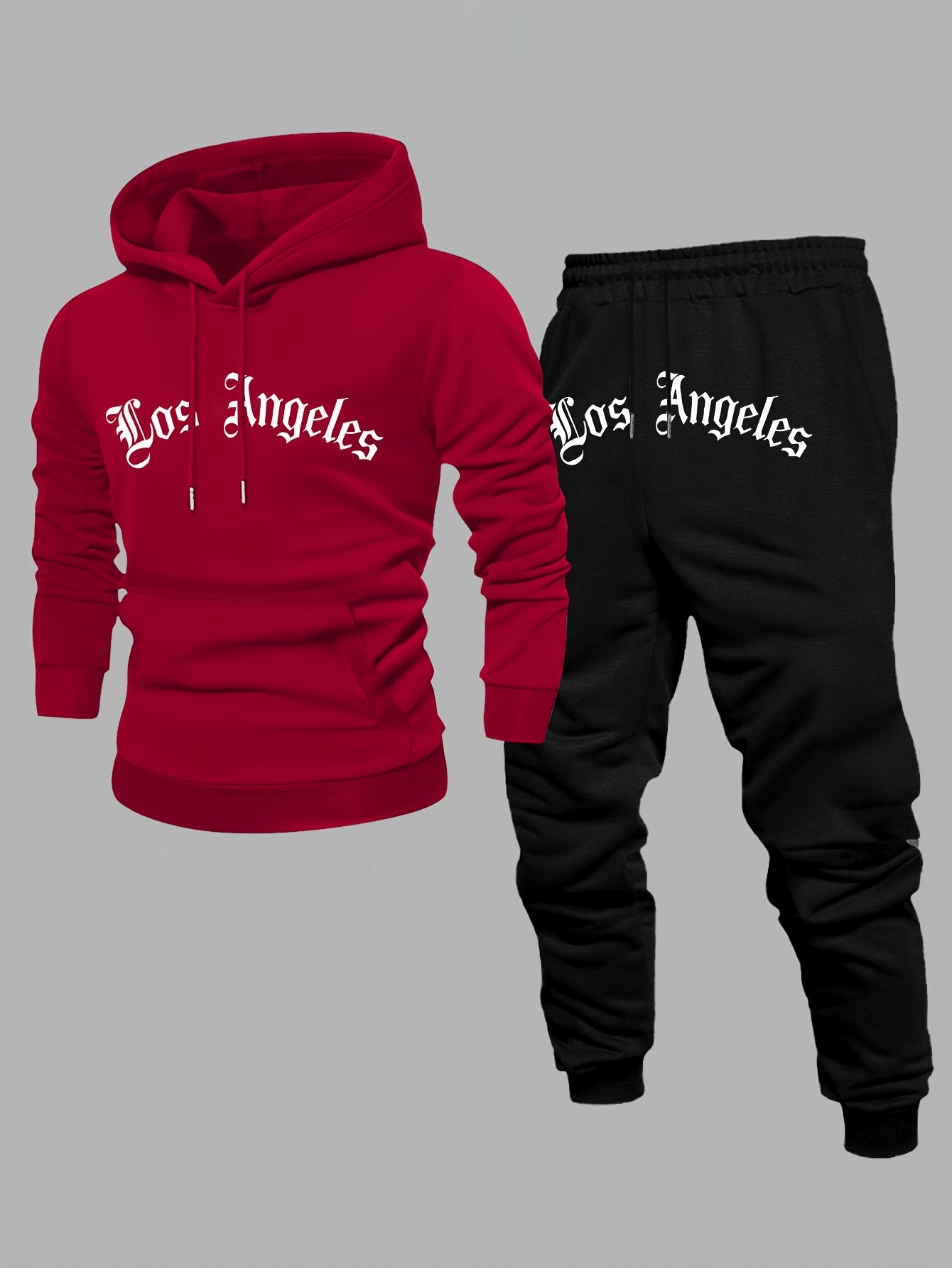 Men's Casual Color Matching Hoodies Long Sleeved Sweatshirts & Sweatpants Two-Piece Set
