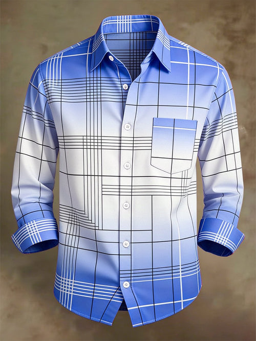 Men's Retro Business Bag House Geometric Long-Sleeve Shirt