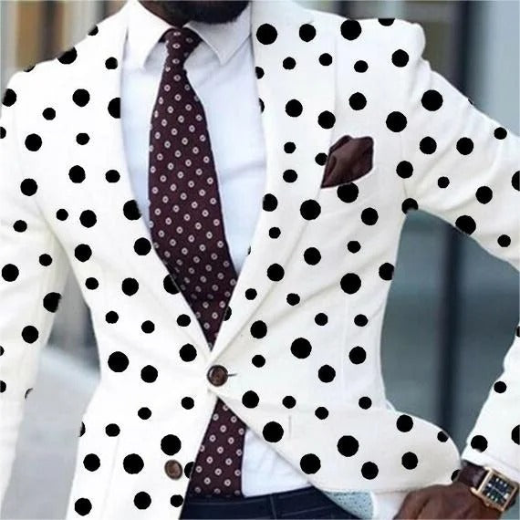 Men's Fashion Polka Dot Two Button Blazer