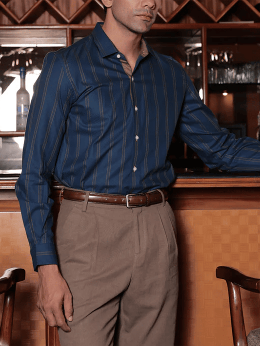 Men's Striped Business Casual Shirt